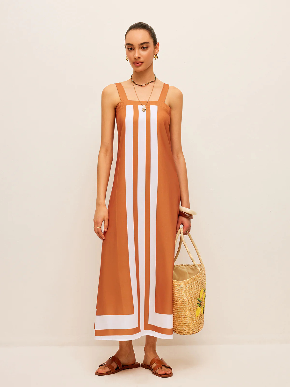 Color Block Square Neck Dress | Commense