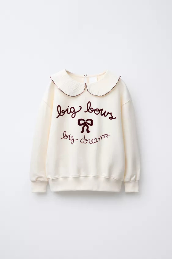 EMBROIDERED PETER PAN COLLAR SWEATSHIRT | Zara US