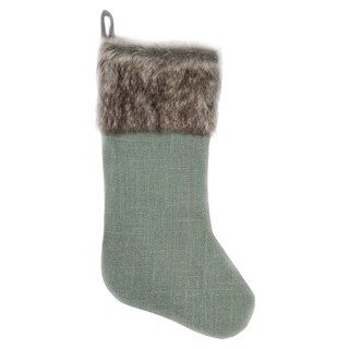 Northlight 20" Green Burlap Christmas Stocking with Faux Fur Cuff | Michaels | Michaels Stores