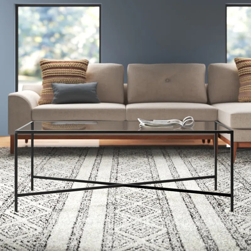 Henley 48" Glass and Steel Coffee Table | Wayfair North America