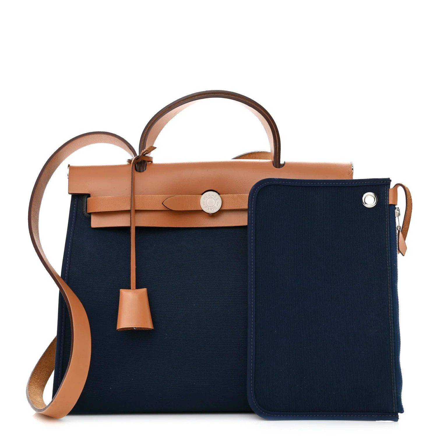 Vache Hunter Toile Herbag Zip 31 PM Bleu De Malte Natural | FASHIONPHILE (US)