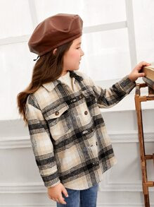 SHEIN Toddler Girls Plaid Flap Pocket Coat
   SKU: sk2205311599093561     US$13.00           AddT... | SHEIN
