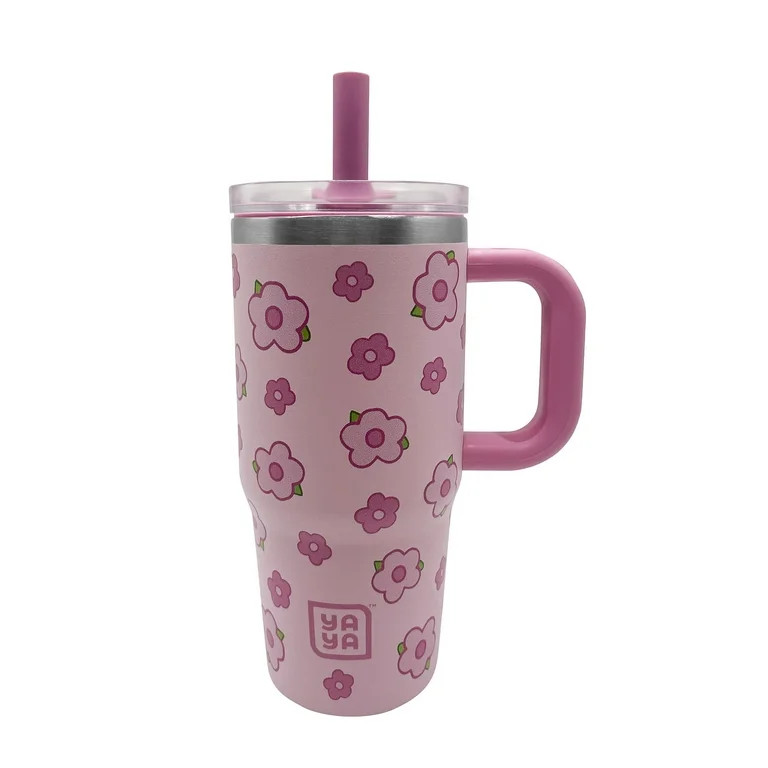 YAYA My First Travel Tumbler for Toddlers 3+ with Reusable Straw and Spill-Safe Lid, 12oz, Floral | Walmart (US)