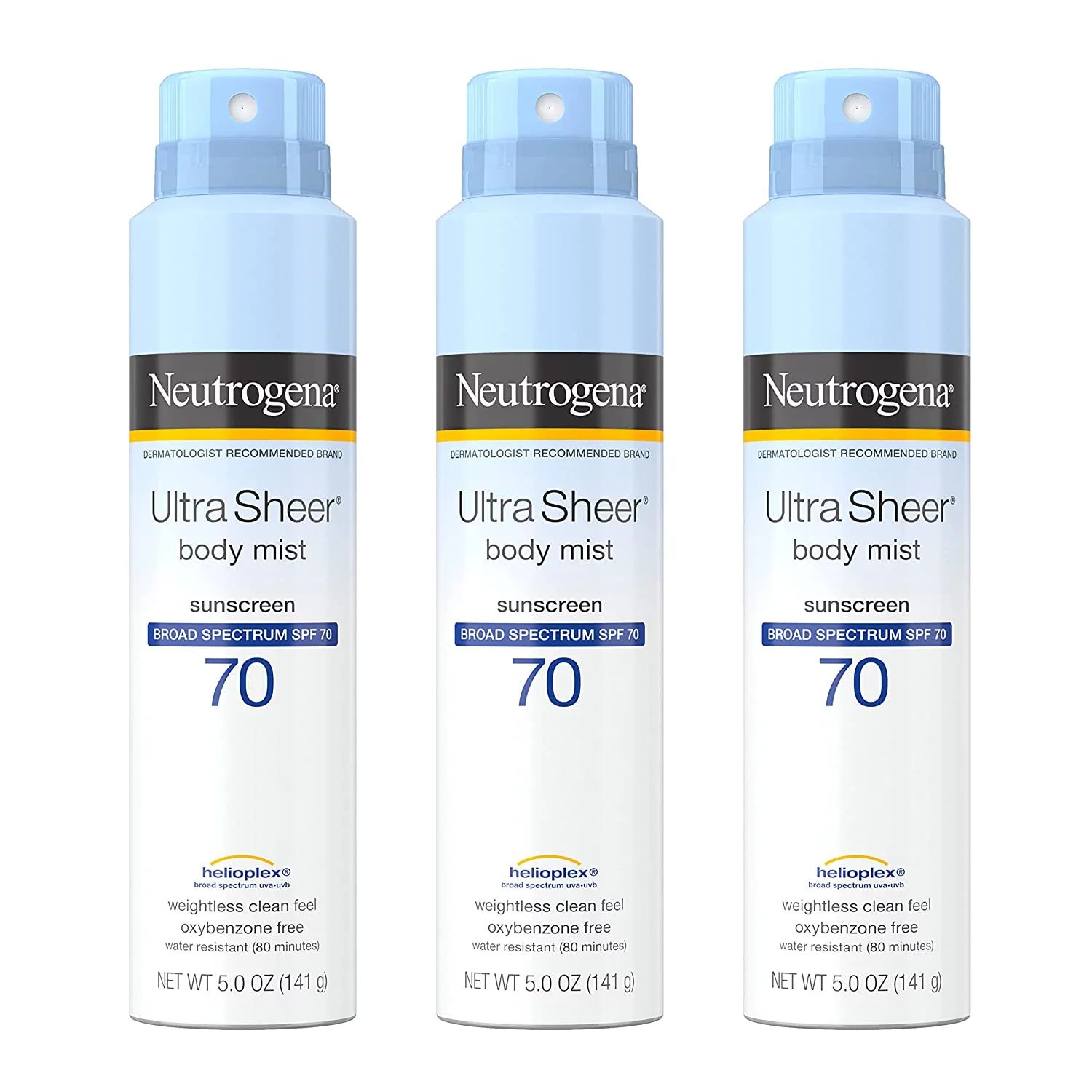 3 Pack - Neutrogena Ultra Sheer Body Mist Full Reach Sunscreen Spray Broad Spectrum SPF 70 5 oz | Walmart (US)
