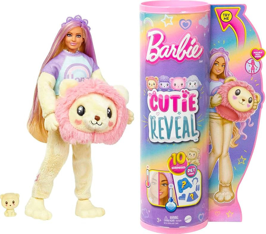 Barbie Cutie Reveal Doll with Blonde Hair & Lion Plush Costume, 10 Suprises Include Accessories &... | Amazon (US)