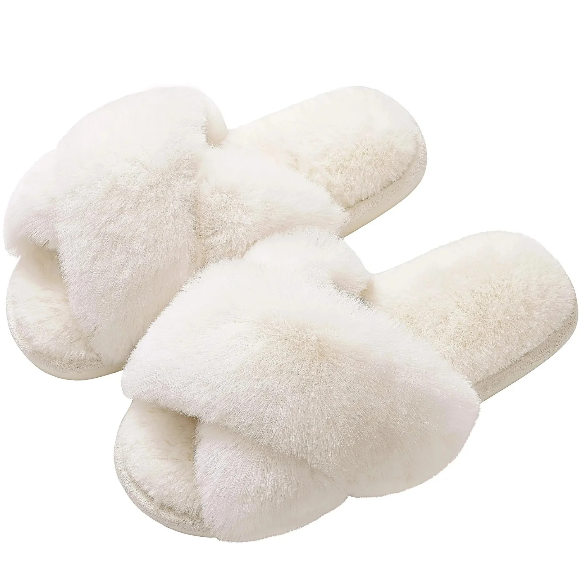 TRANSLINK Women Comfort Fuzzy Slippers with Arch Support Memory Foam Open Toe Slippersfor Indoor ... | Walmart (US)