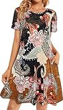 Boho Dresses for Women Summer Spring Sun Beach Tshirt Tie Dye Short Sleeves with Pocket(Bohemian ... | Amazon (US)