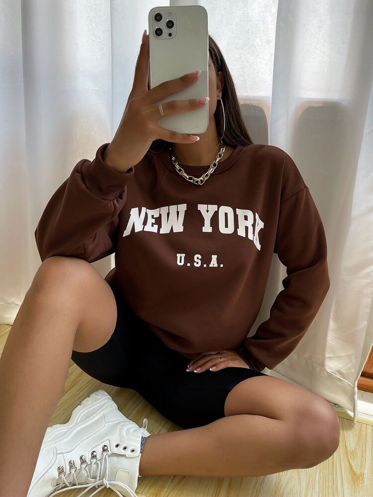 Drop Shoulder Letter Graphic Pullover | SHEIN
