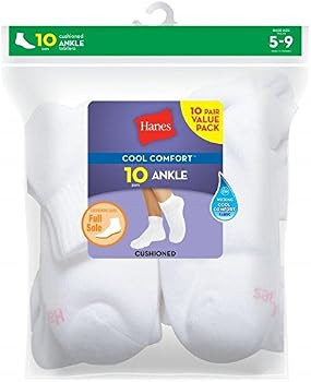 Hanes womens Value, Ankle Soft Moisture-wicking Socks, Available in 10 and 14-packs | Amazon (US)