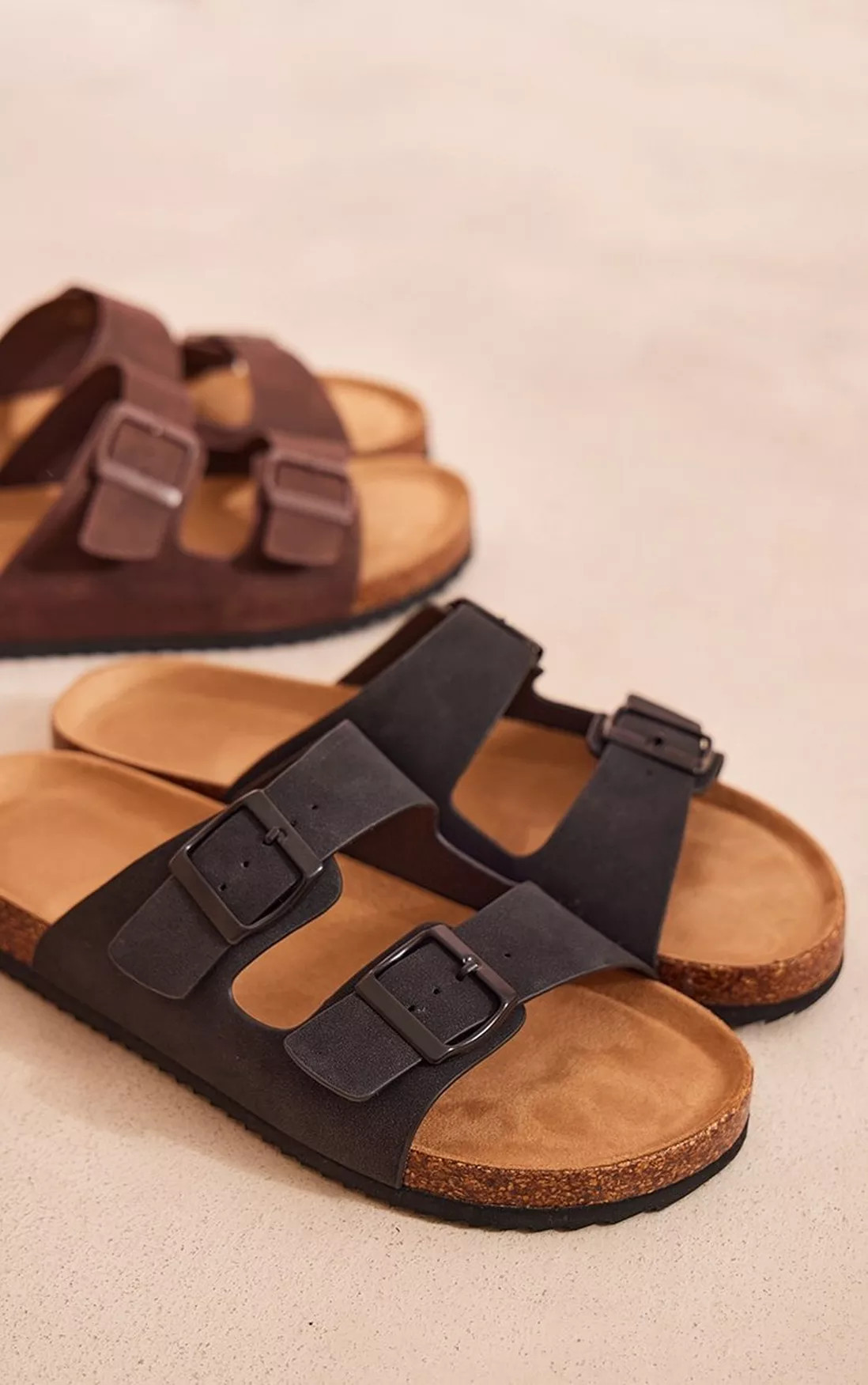 Black Faux Suede Round Toe Buckle Sandals | NastyGal UK