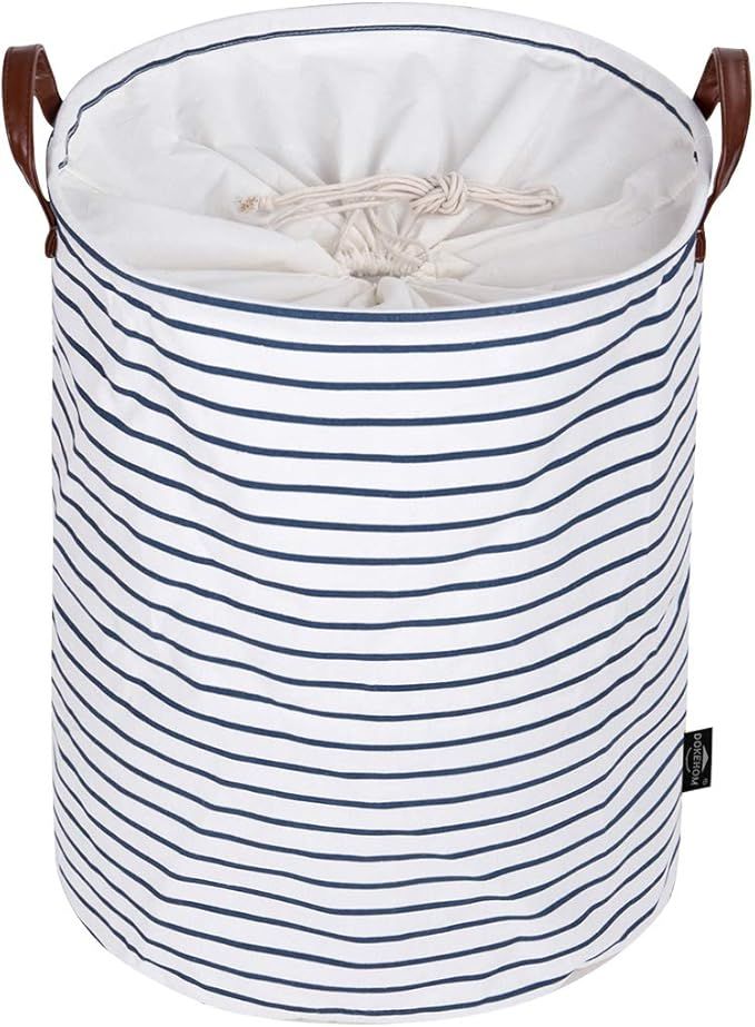 DOKEHOM 22-Inches Freestanding Laundry Basket with Lid, Collapsible Extra Large Drawstring Clothe... | Amazon (US)