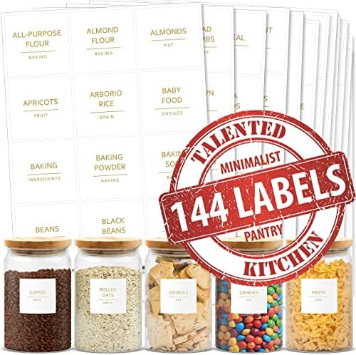 Talented Kitchen 144 Gold Minimalist Pantry Labels – 144 Kitchen Pantry Names – Gold Text on White W | Amazon (US)