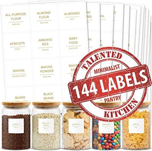 Talented Kitchen 144 Gold Minimalist Pantry Labels – 144 Kitchen Pantry Names – Gold Text on White W | Amazon (US)