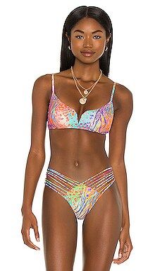 Luli Fama V Splice Bikini Top in Wild Waters from Revolve.com | Revolve Clothing (Global)