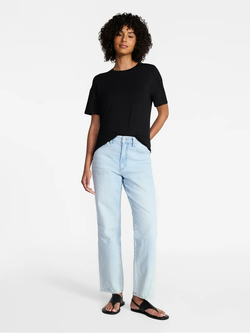 Time and Tru Women's Tunic Tee with Short Sleeves, Sizes XS-XXXL | Walmart (US)
