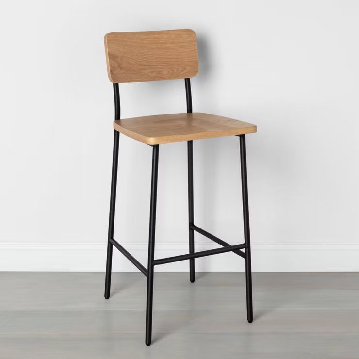 Wood & Steel Bar Stool - Natural/Black - Hearth & Hand™ with Magnolia | Target