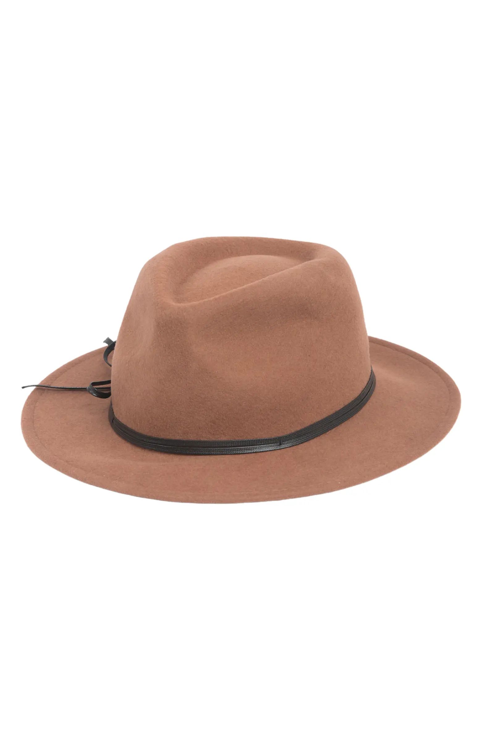 Vince Camuto Vegan Leather Trim Wool Panama Hat | Nordstromrack | Nordstrom Rack