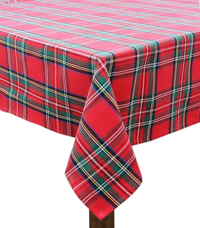 COTTON CRAFT Christmas Tablecloth - Xmas Tartan Plaid Tablecover - 100% Cotton Reusable Washable ... | Amazon (US)