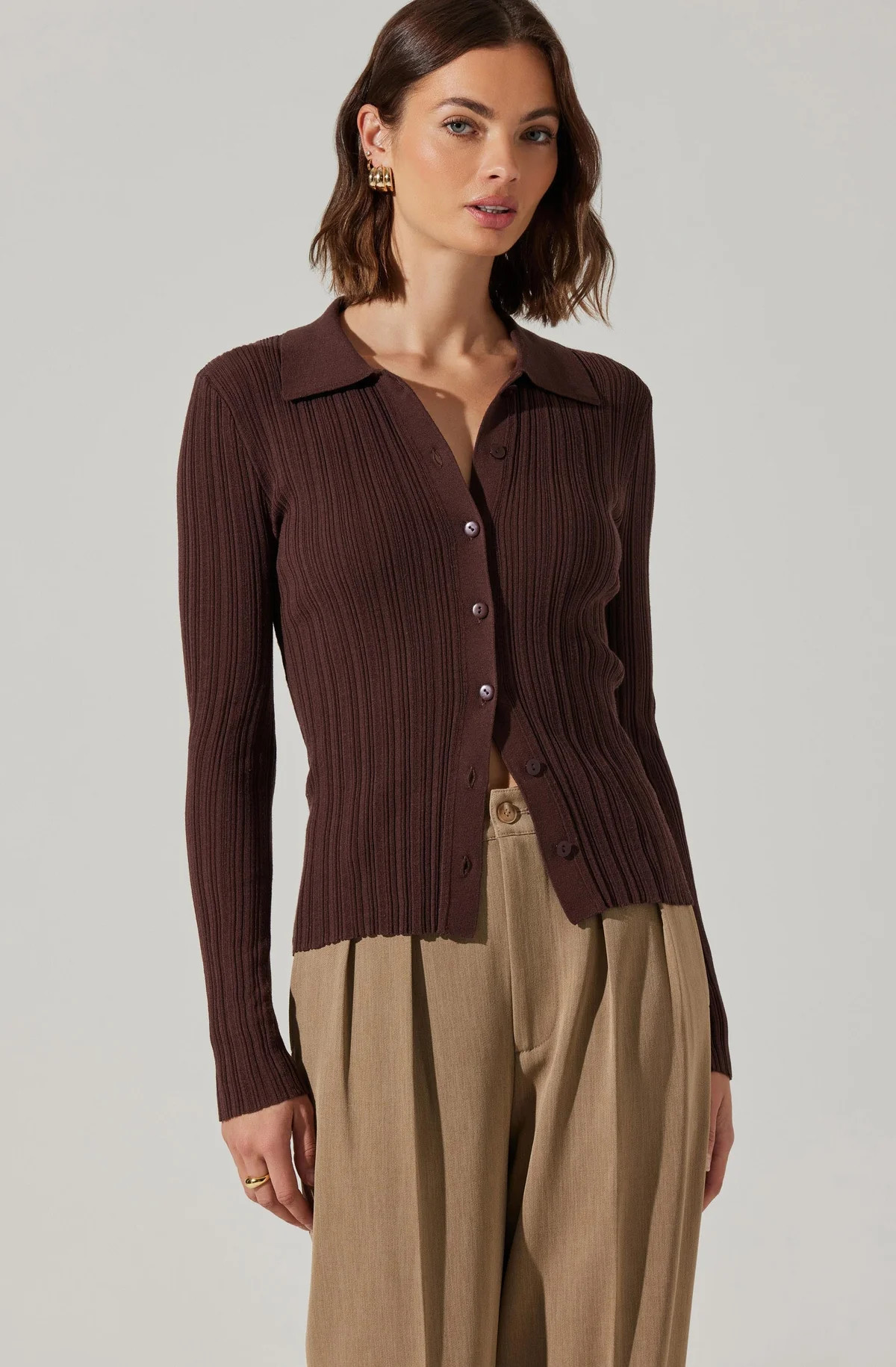 Eliot Collared Button-Up Sweater | ASTR The Label (US)