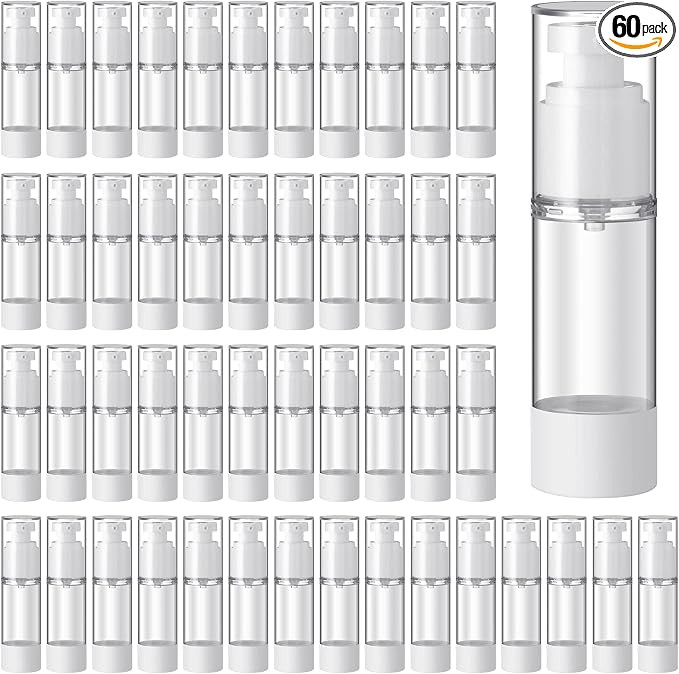 Sabary 60 Pcs Clear Airless Pump Bottles Refillable Cosmetic Travel Size Dispenser Vacuum Plastic... | Amazon (US)