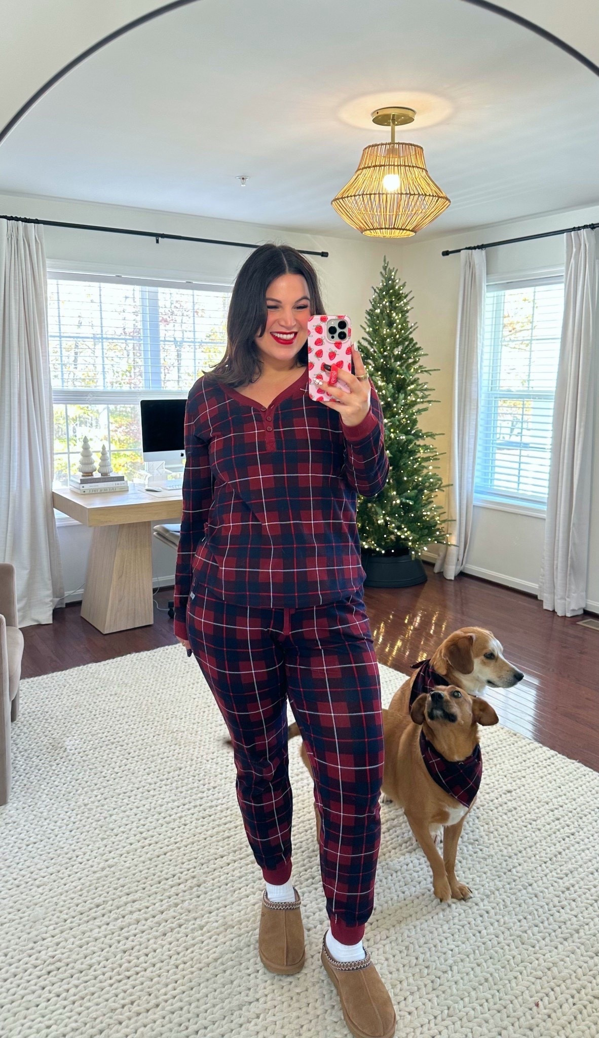 The cutest plaid pajamas! And I love that I can match with my pups too 🥰

Wearing a size xl in the top & pants 
Size 9 in the slippers 



#LTKMidsize #LTKootd #LTKHoliday