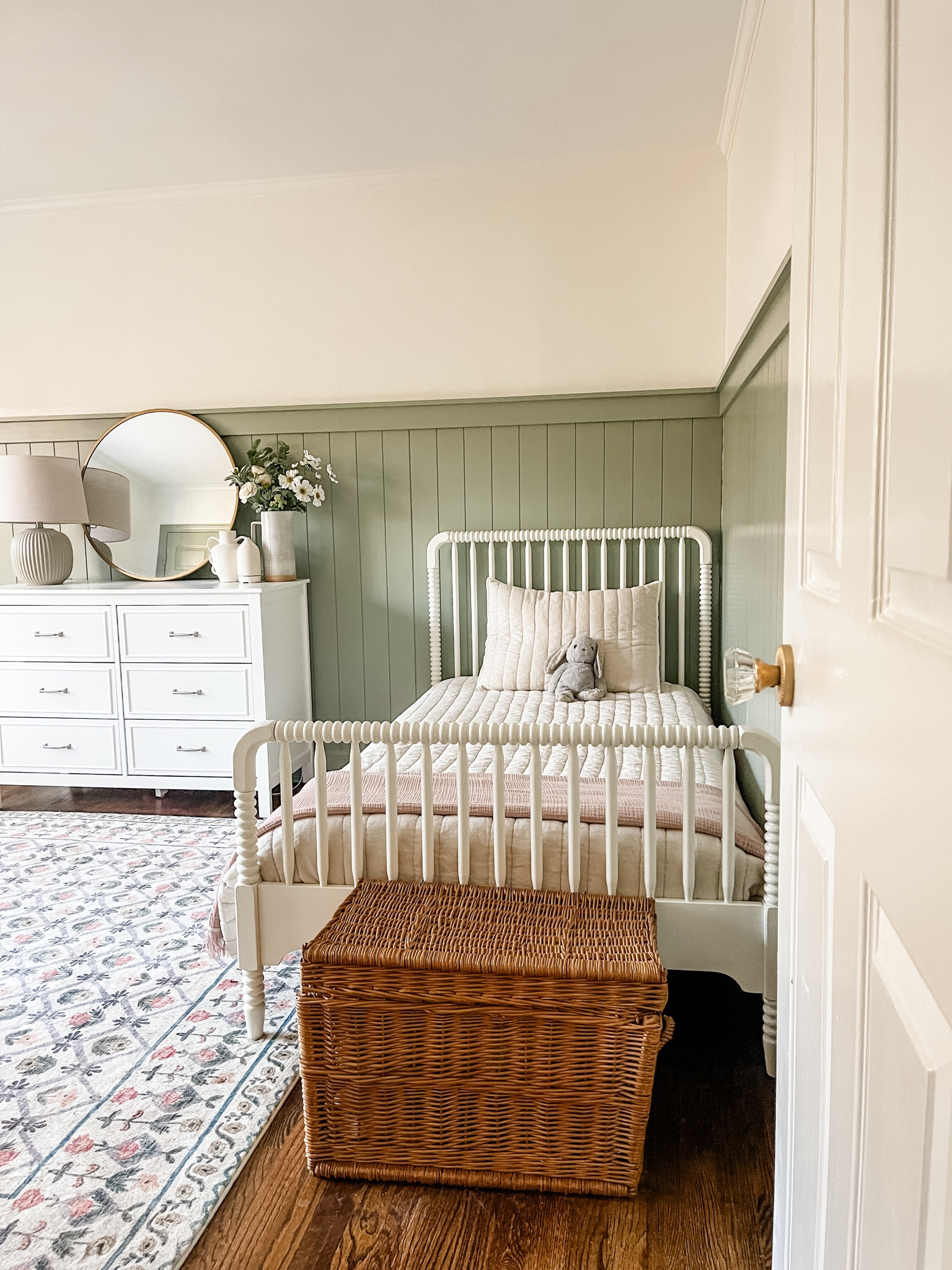 Girls Bedroom, Spindle Bed, Bedroom Decor, Green, Pink, White, Dresser, Mirror, Lamp, Loloi rug, rifle paper, target, Wayfair, amazon, traditional, cozy, pretty room, designer look, budget decor, bedroom makeover

#LTKhome #LTKCyberWeek #LTKkids