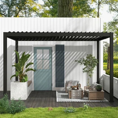 111DA Full Aluminum Frame Pergola with Adjustable Double-Layer Louvers | Wayfair North America