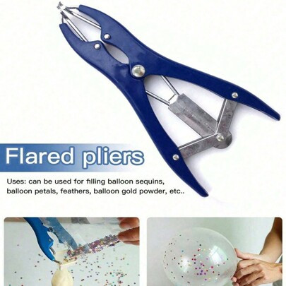 1PC Balloon Expander Pliers Balloon Stuffing Tool Blue Stainless Steel Balloon Stretcher Sequin Filling Pliers For Filling Balloon Sequins Petals Feat | SHEIN