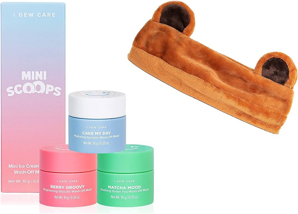 I DEW CARE Mini Scoops + Brown Bear Face Wash Headband Set | Amazon (US)