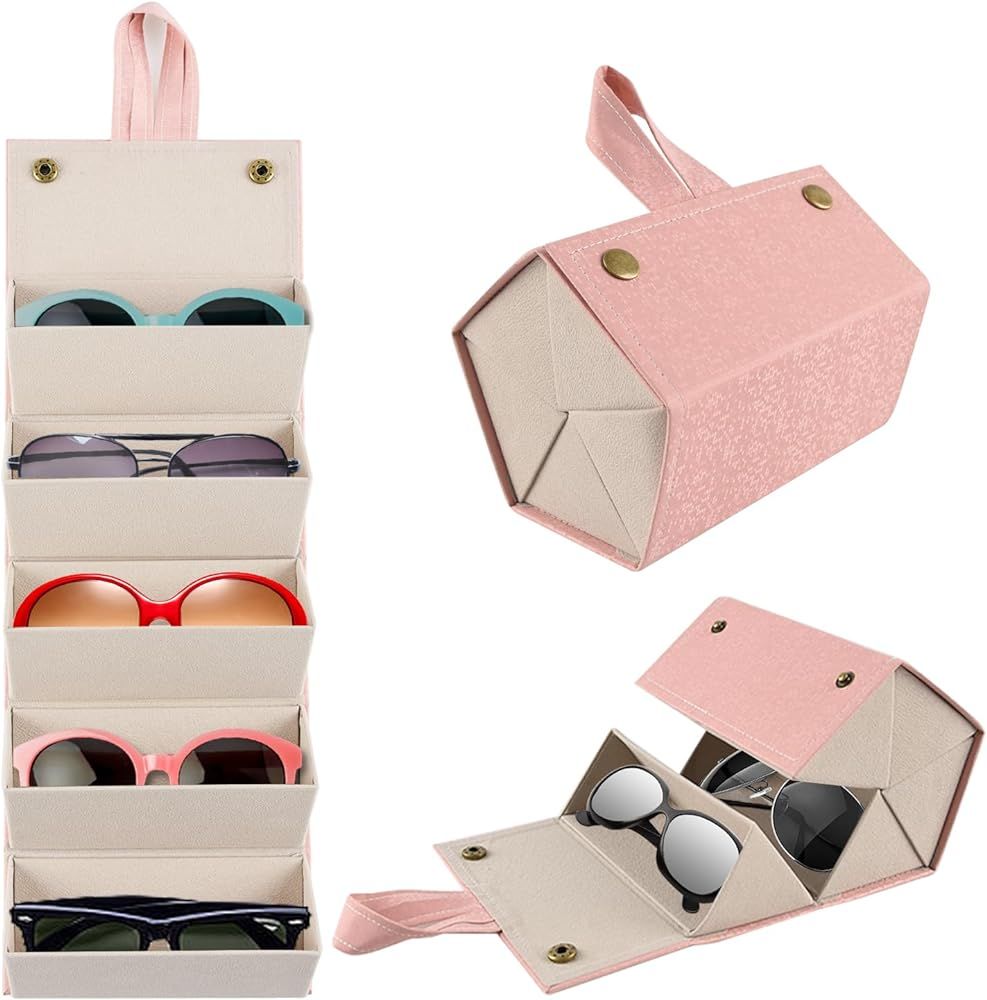 Sunglasses Case Organizer 5 Slot Travel Glasses Case Multiple Sunglasses Holder Organizer Eyeglas... | Amazon (US)