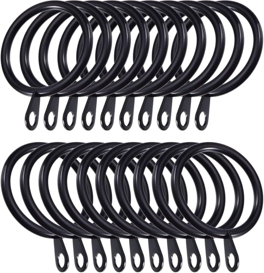 IPEAK 50 Pack Metal Curtain Rings Hanging Hooks For Curtains and Rods, 38mm Internal Diameter (Black | Amazon (UK)
