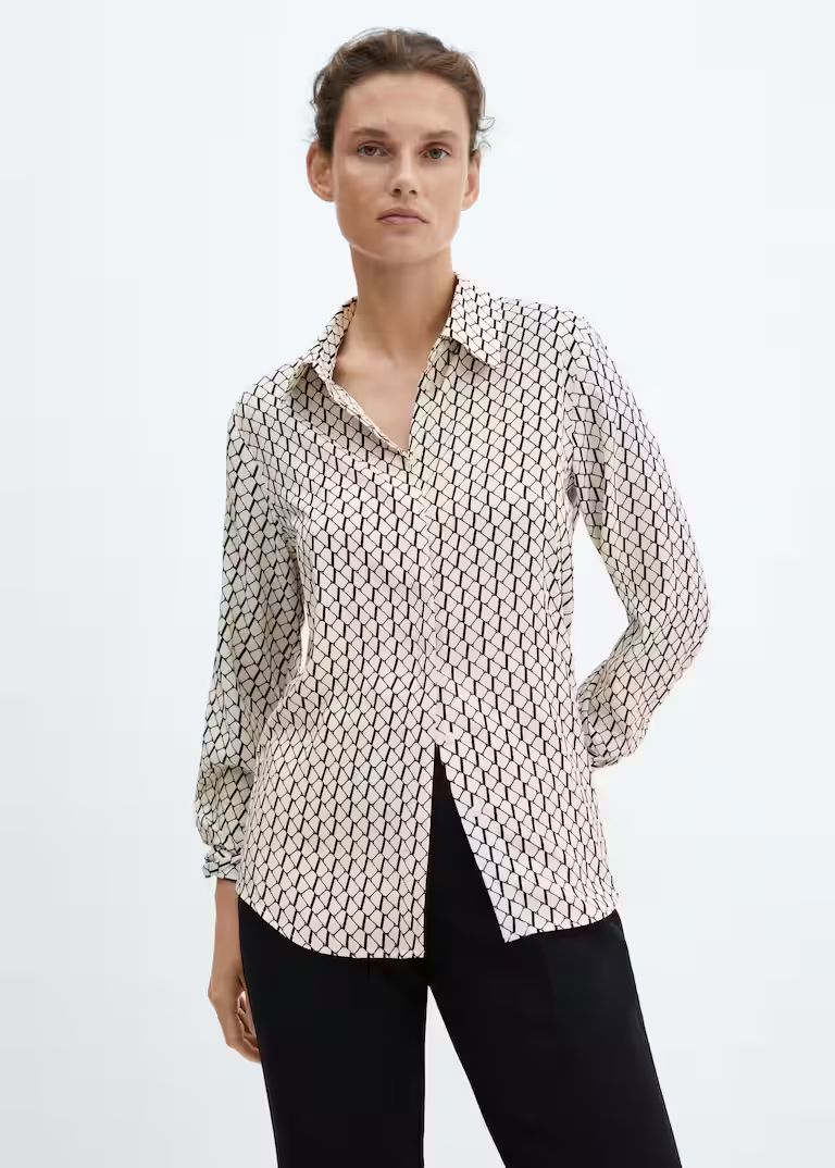 Buttoned flowy shirt -  Women | Mango USA | MANGO (US)