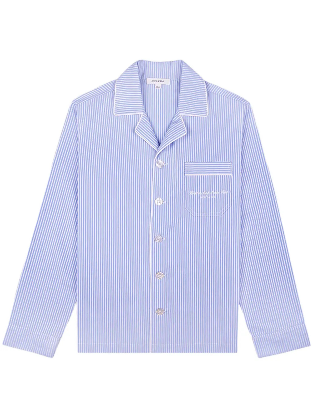Sporty & Rich Hotel Du Cap Cursive Pyjama Shirt | Blue | FARFETCH UK | Farfetch Global