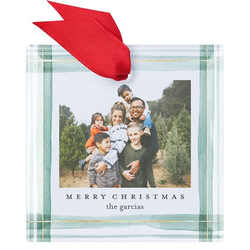 Watercolor Plaid Glass Ornament | Shutterfly