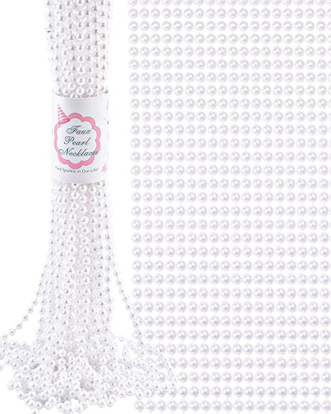 ABONDEVER 16Pcs/32Pcs 6mm Faux White Pearl Beads Necklaces Bulk Party Favor Plastic Play Pearl Ne... | Amazon (US)