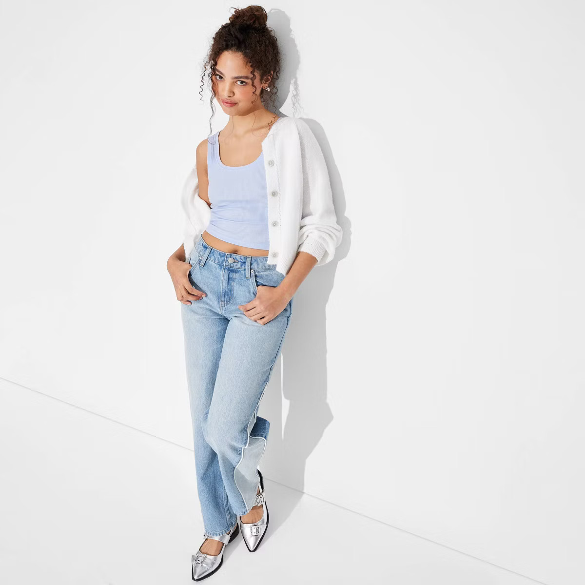 Women's Slim Fit Scoop-Neck Tank Top - Wild Fable™ Light Aqua Blue M: Cotton Blend, Recycled Po... | Target