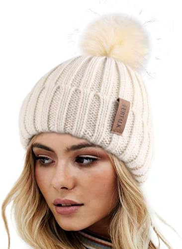 FURTALK Womens Winter Knitted Beanie Hat with Faux Fur Pom Warm Knit Skull Cap Beanie for Women | Amazon (US)