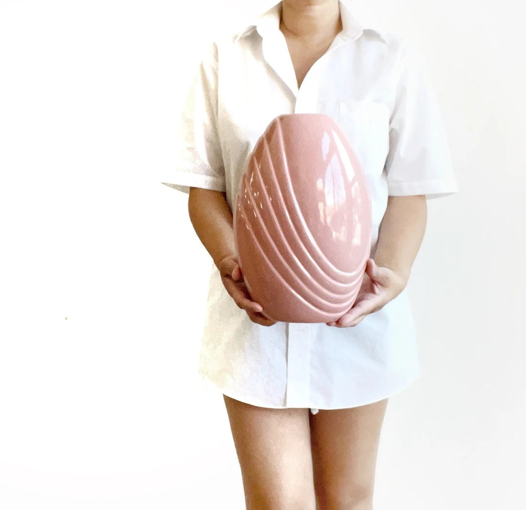 art deco large pink ceramic pottery flower vase | housewarming gift | Etsy (US)