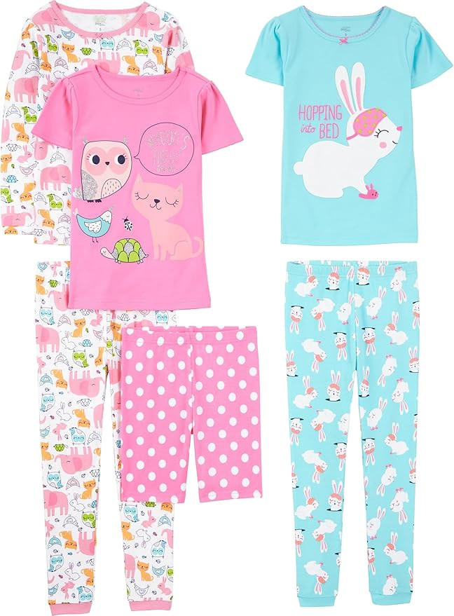 Simple Joys by Carter's Girls 6-piece Snug Fit Cotton Pajama Set | Amazon (US)