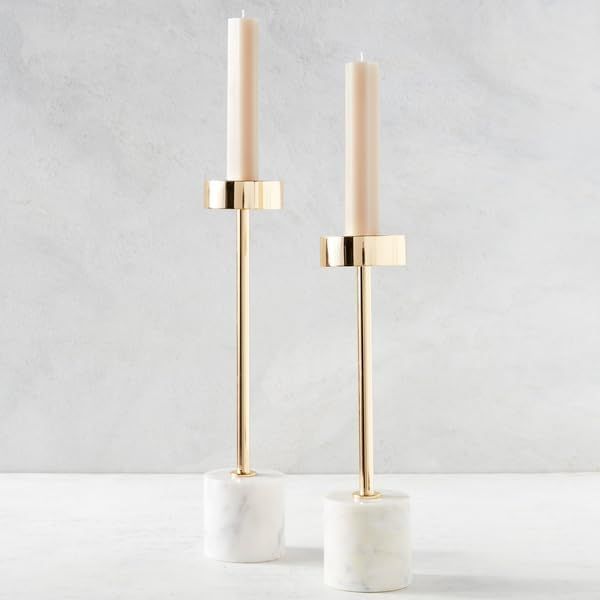 Set of 2 White Marble/Gold Metal Large Greta Taper Candle Holders - Tabletop Home Decor for Dinin... | Amazon (US)
