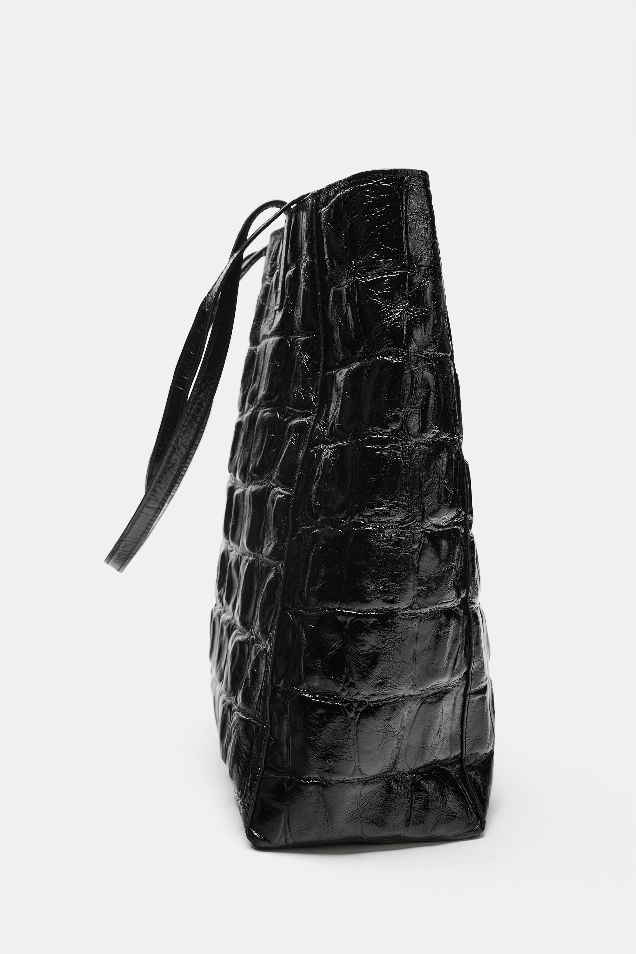 LEATHER PRINT SHOPPER BAG | Zara UK