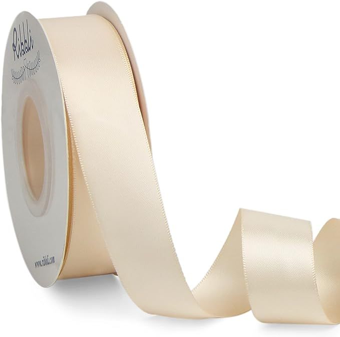 Ribbli Cream Double Faced Satin Ribbon,1” x Continuous 25 Yards,Use for Bows Bouquet,Gift Wrapp... | Amazon (US)