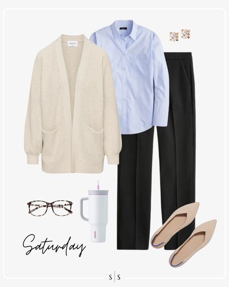 Style Guide of the Week | Teacher  Edition: mix of transitional Summer to Fall casual pieces for the week! 

Cardigan, black trouser pant, pointed flats, blue button up shirt, blue light glasses, water bottle

Timeless style, Teacher outfit ideas, Teacher style, Back to School outfit, warm weather style, Fall outfit, Summer outfits, closet basics, casual style, chic style, everyday outfit. See all details on thesarahstories.com ✨ 

#LTKstyletip #LTKBacktoSchool #LTKFind
