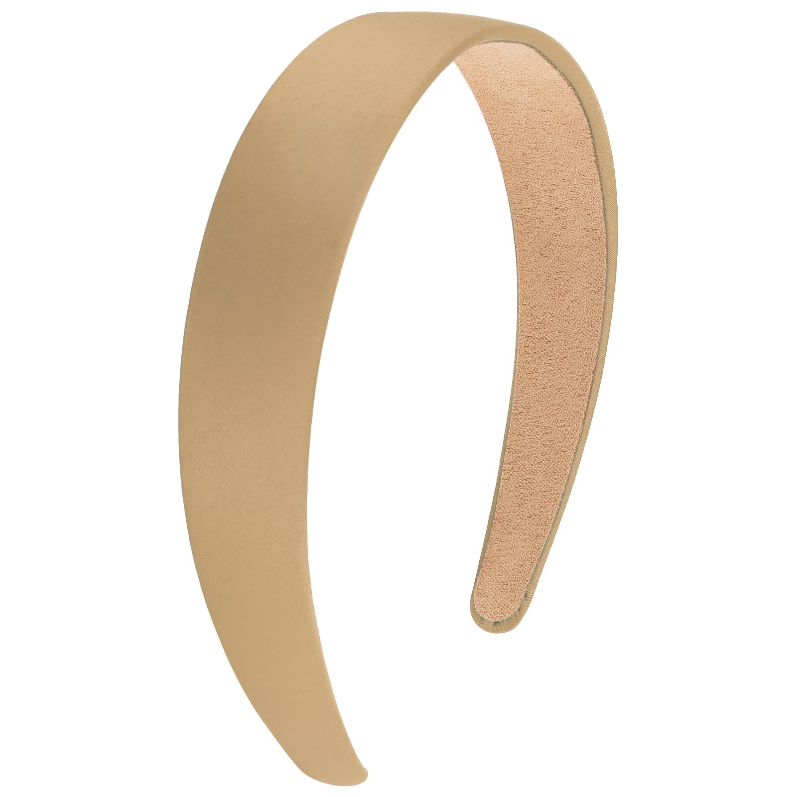 Wecoe Khaki 1.2 Inch Wide Silk Satin Headband - Non-Slip Fashion Solid Headband, DIY Holiday Hair... | Amazon (US)