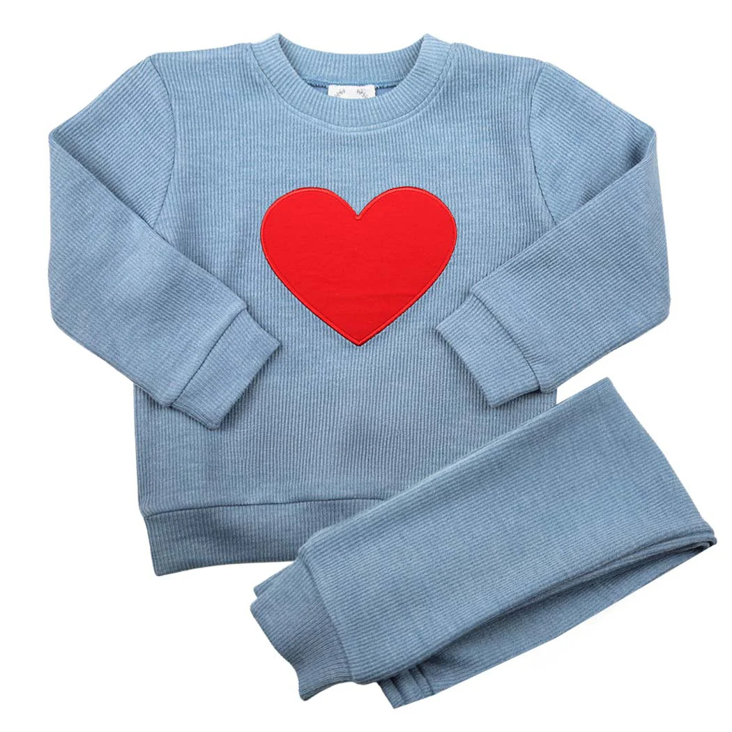 Blue Heart Sweat Set | The Bella Bean