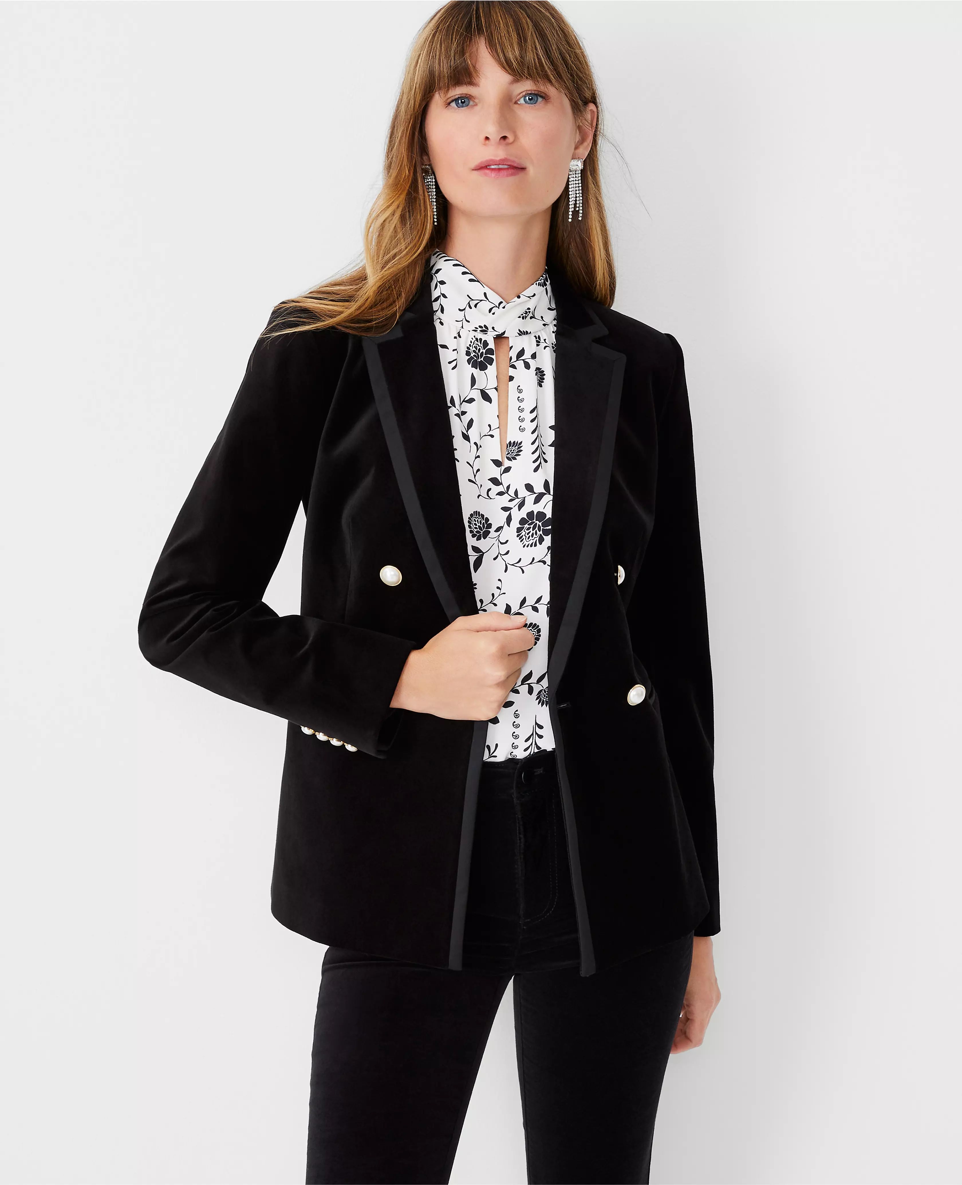 The Tailored Double Breasted Blazer in Velvet | Ann Taylor (US)