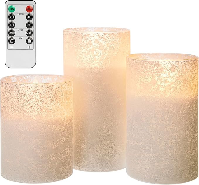 ANGELLOONG Glass Electric Candles Battery Operated, Flickering Flameless Candles with Remote, Fak... | Amazon (US)