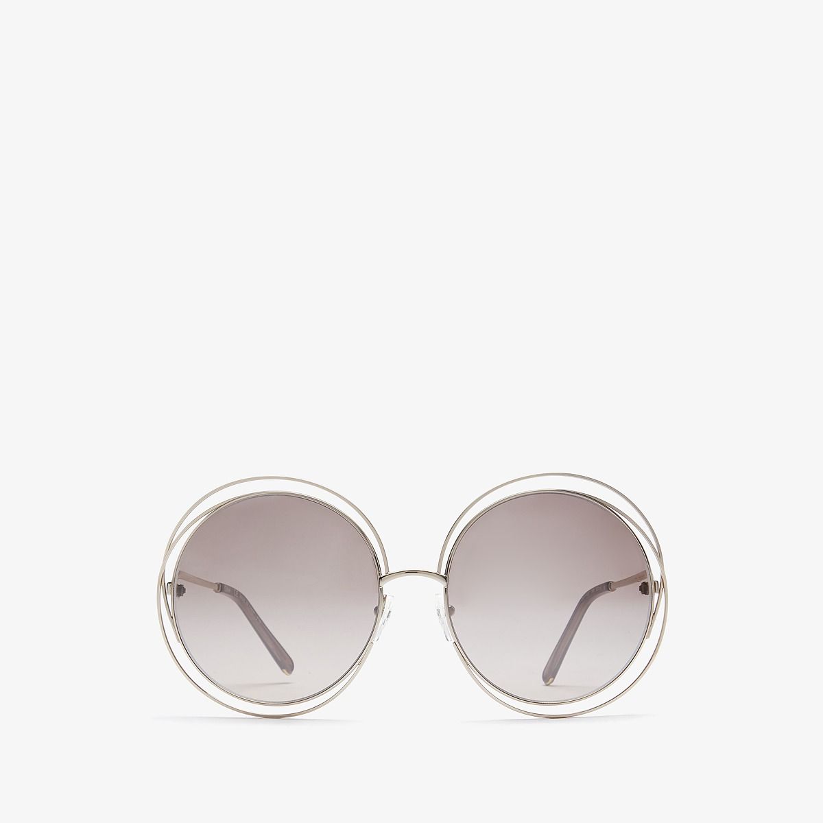 Chloe - Carlina Round - CE114SL (Gold/Transparent Brown/Gradient Flash) Fashion Sunglasses | Zappos