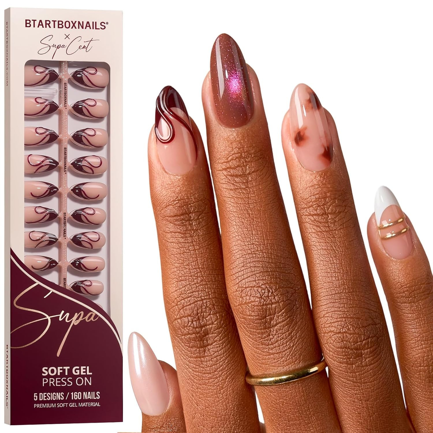 BTArtboxnails SUPA Press On Nails, Medium Almond Fake Nails, 160Pcs | Amazon (US)