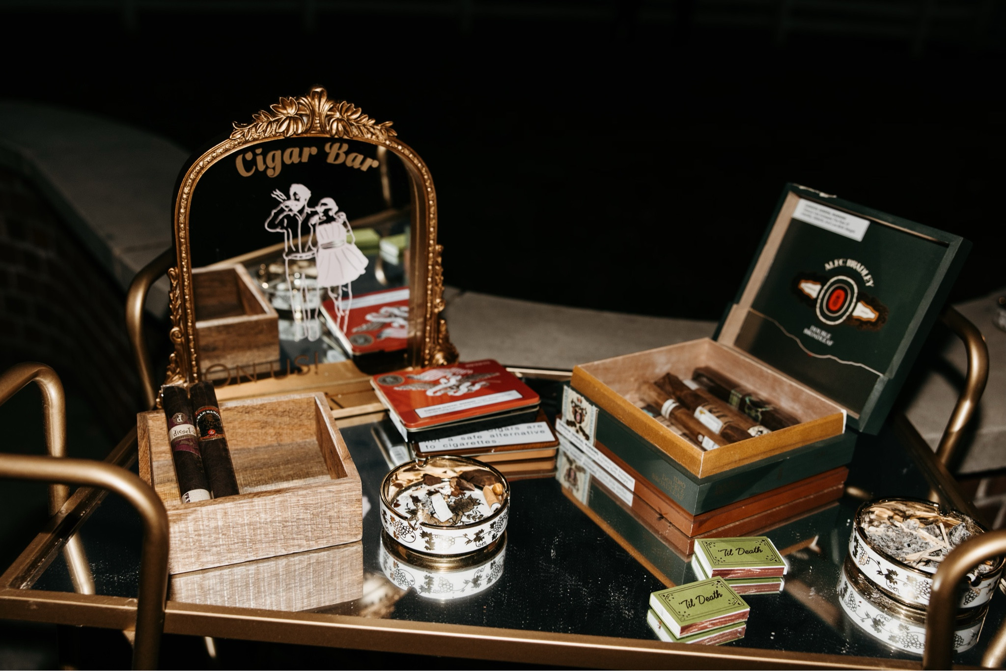 Perfect cigar bar for a wedding! I took an engagement picture of my husband and I and I used my circuit to cut it out with vinyl and placed it on the mirror! 

#LTKWedding #LTKParties #LTKSaleAlert